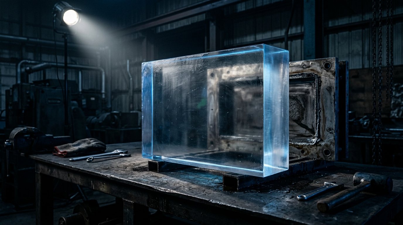 Raw cast acrylic block